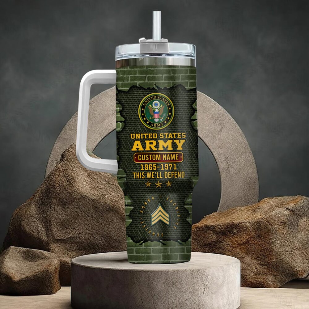 US Army, E 4 Army Corporal - Stainless Steel Tumbler 40oz - Image 3