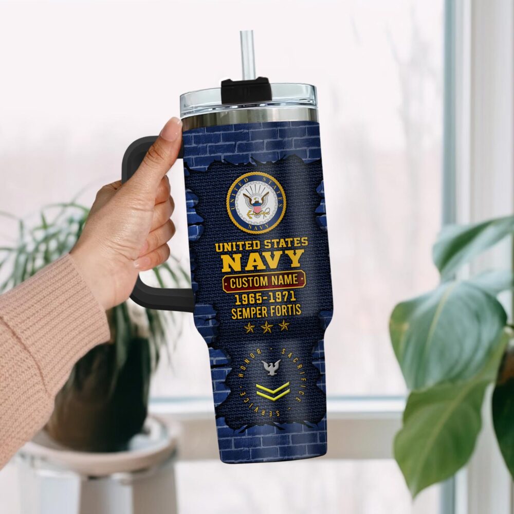 US Navy, By Sea, Air and Land - Stainless Steel Tumbler 40oz - Image 2