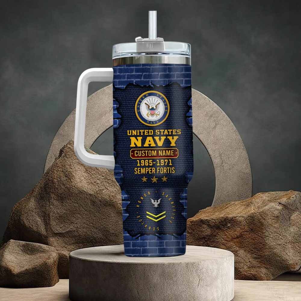 US Navy, By Sea, Air and Land - Stainless Steel Tumbler 40oz - Image 3