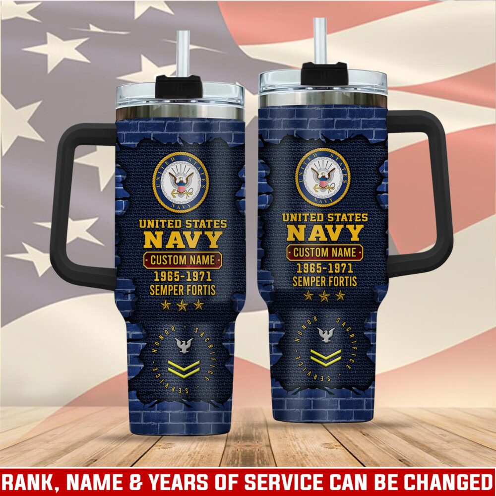 US Navy, By Sea, Air and Land - Stainless Steel Tumbler 40oz
