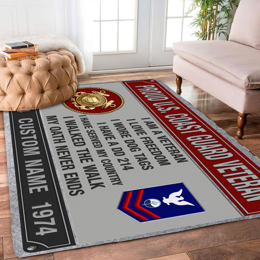 US Coast Guard, Proud Veteran - Rug 80x58in - Image 2