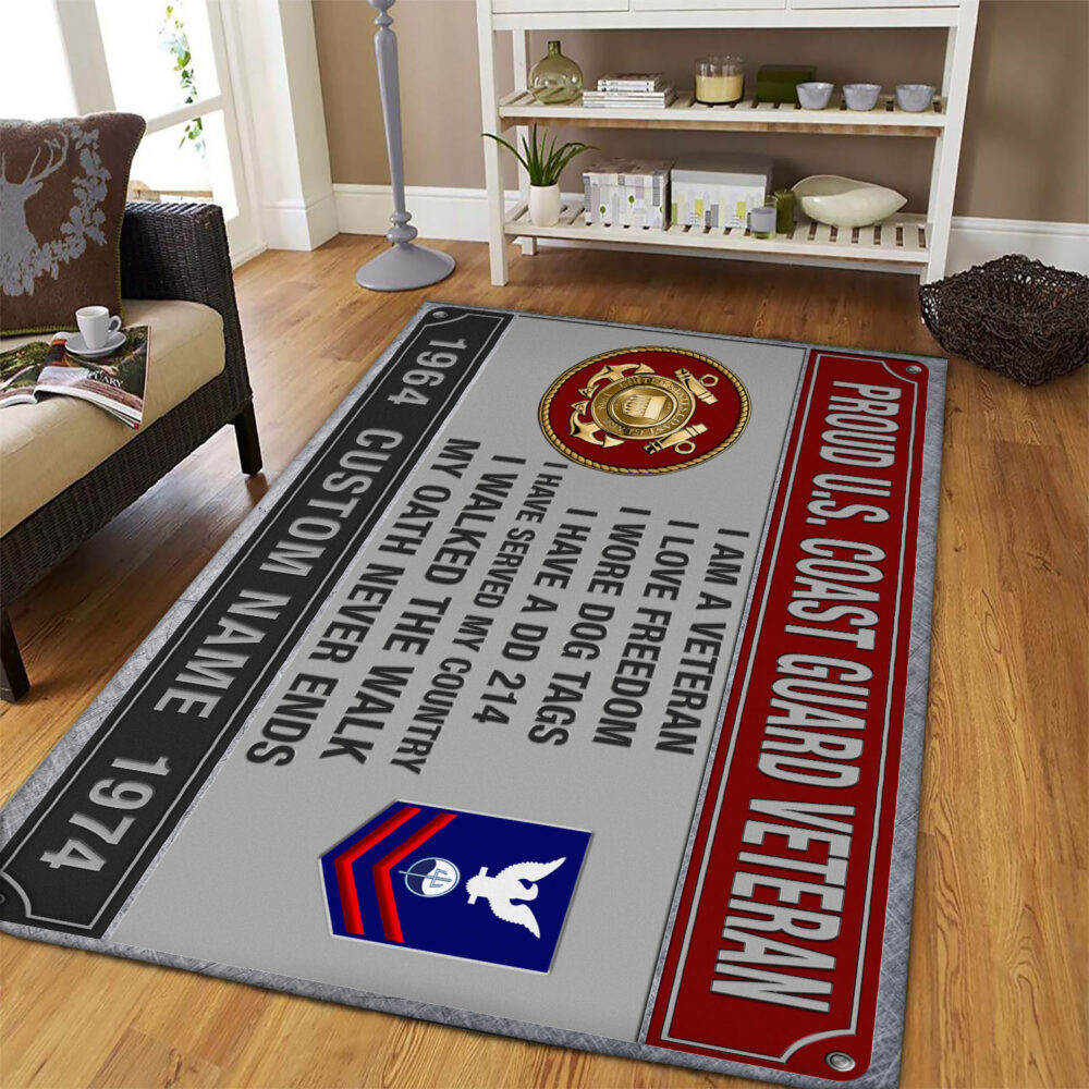 US Coast Guard, Proud Veteran - Rug 80x58in - Image 3