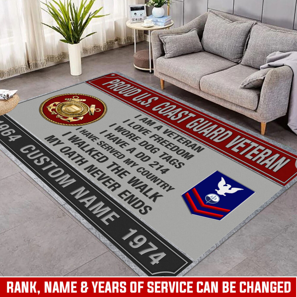 US Coast Guard, Proud Veteran - Rug 80x58in