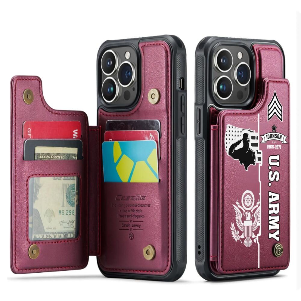 US Army, Served With Pride - Leather Flip Phone Case - Image 4