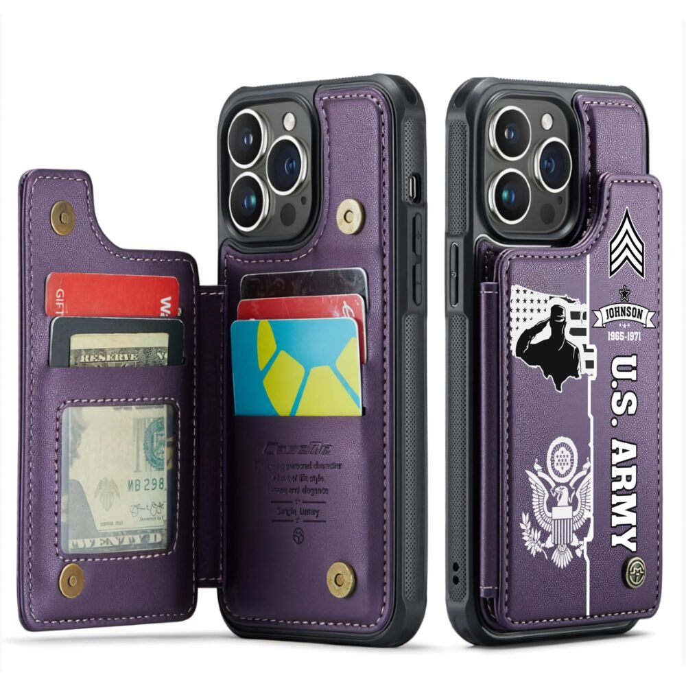 US Army, Served With Pride - Leather Flip Phone Case - Image 6
