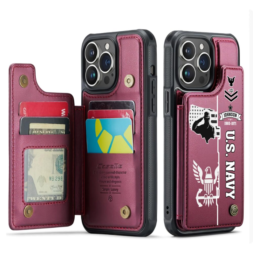 US Navy, E 2 White - Leather Flip Phone Case - Image 4