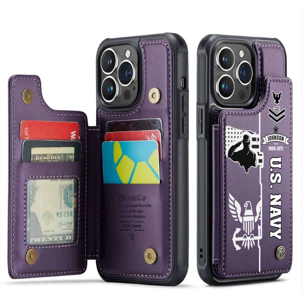 US Navy, E 2 White - Leather Flip Phone Case - Image 6