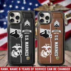 US Marine Corps, Land Of The Free, Because Of The Brave - Leather Flip Phone Case