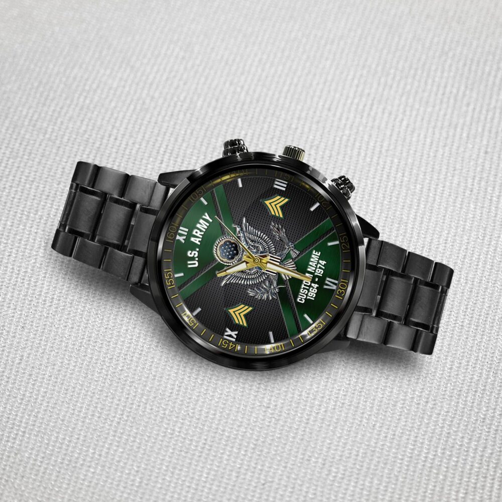US Army, Freedom Isn't Free - Black Stainless Steel Watch - Image 3