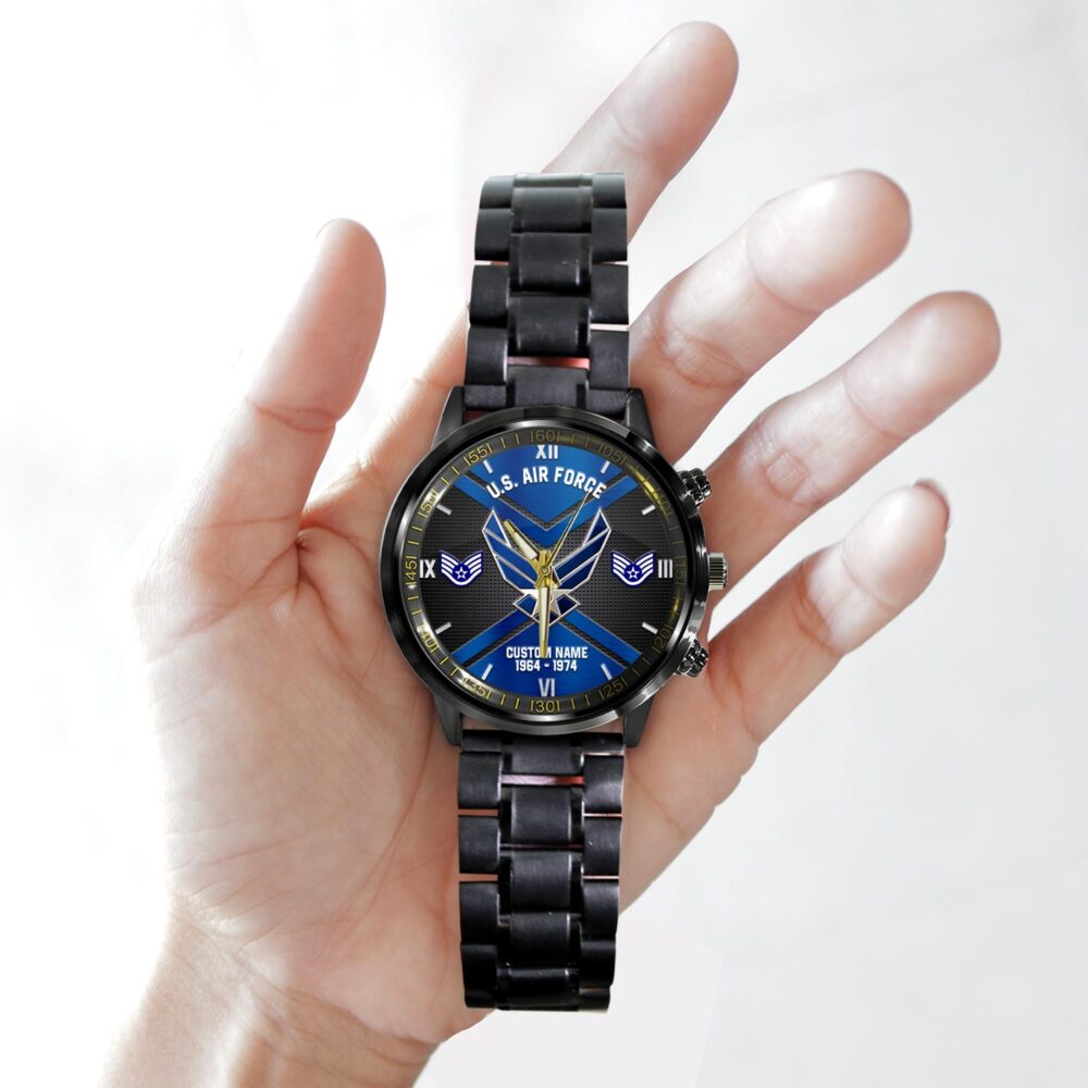 US Air Force, Freedom Over Fear - Black Stainless Steel Watch - Image 2