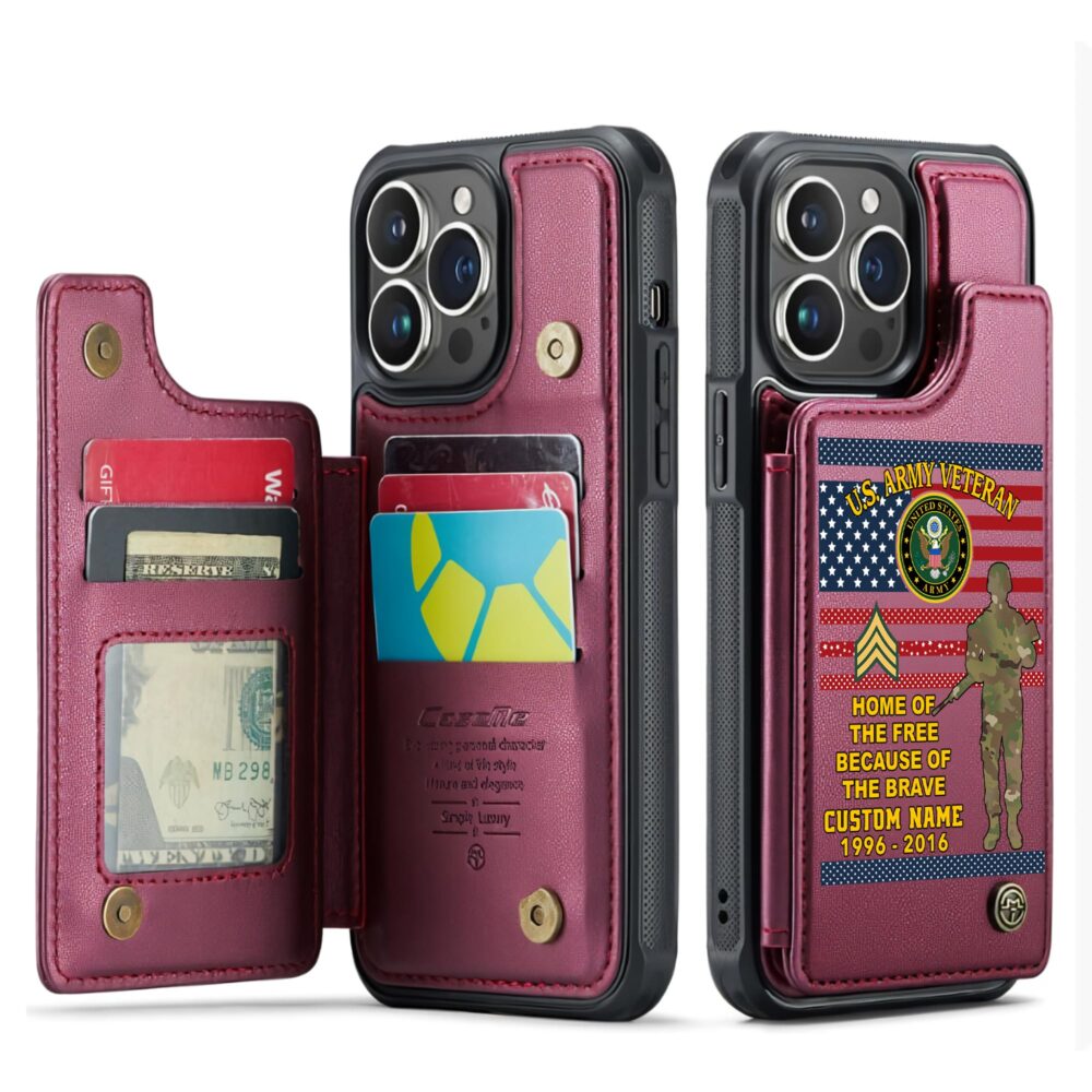 US Army, No One Fights Alone - Leather Flip Phone Case - Image 4