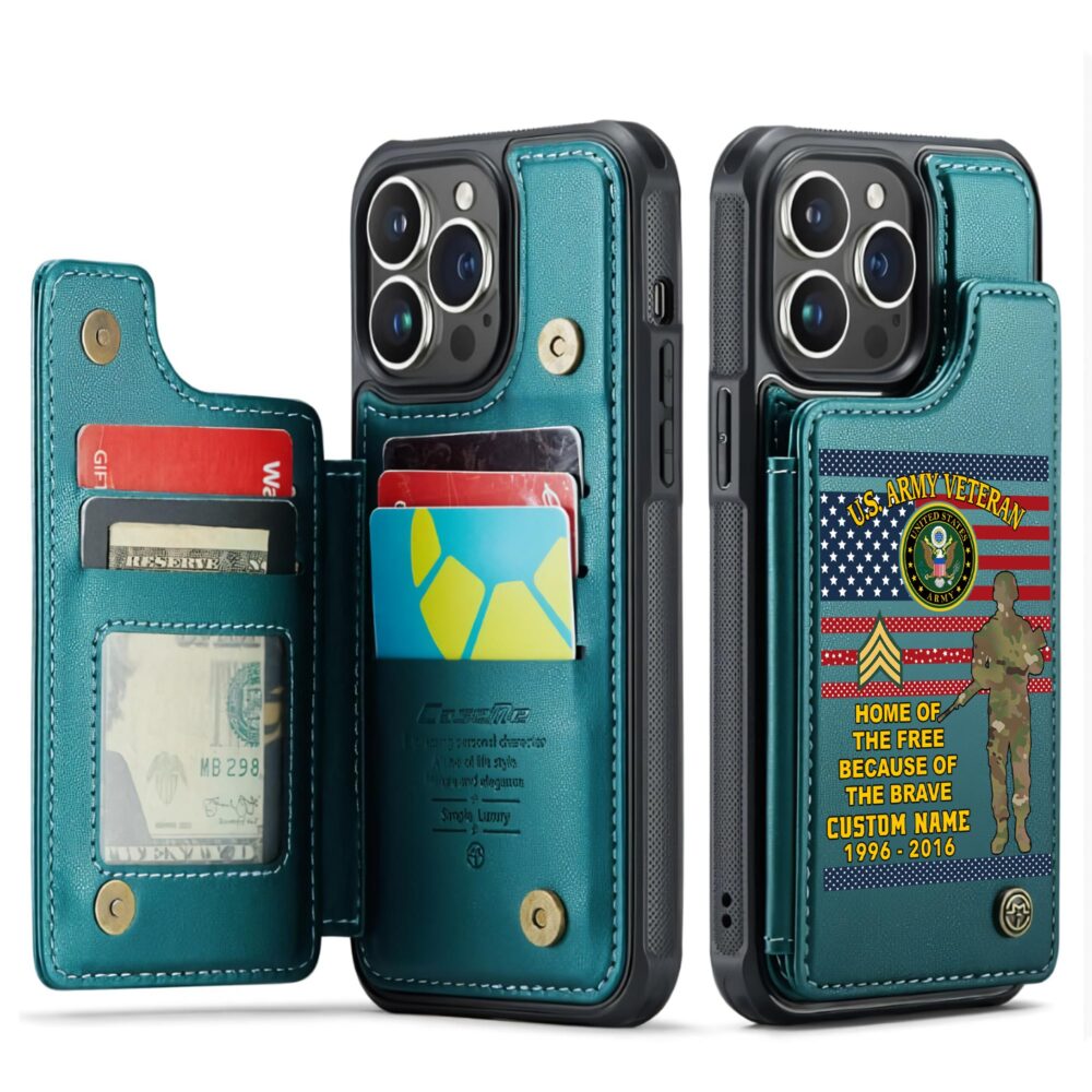 US Army, No One Fights Alone - Leather Flip Phone Case - Image 5