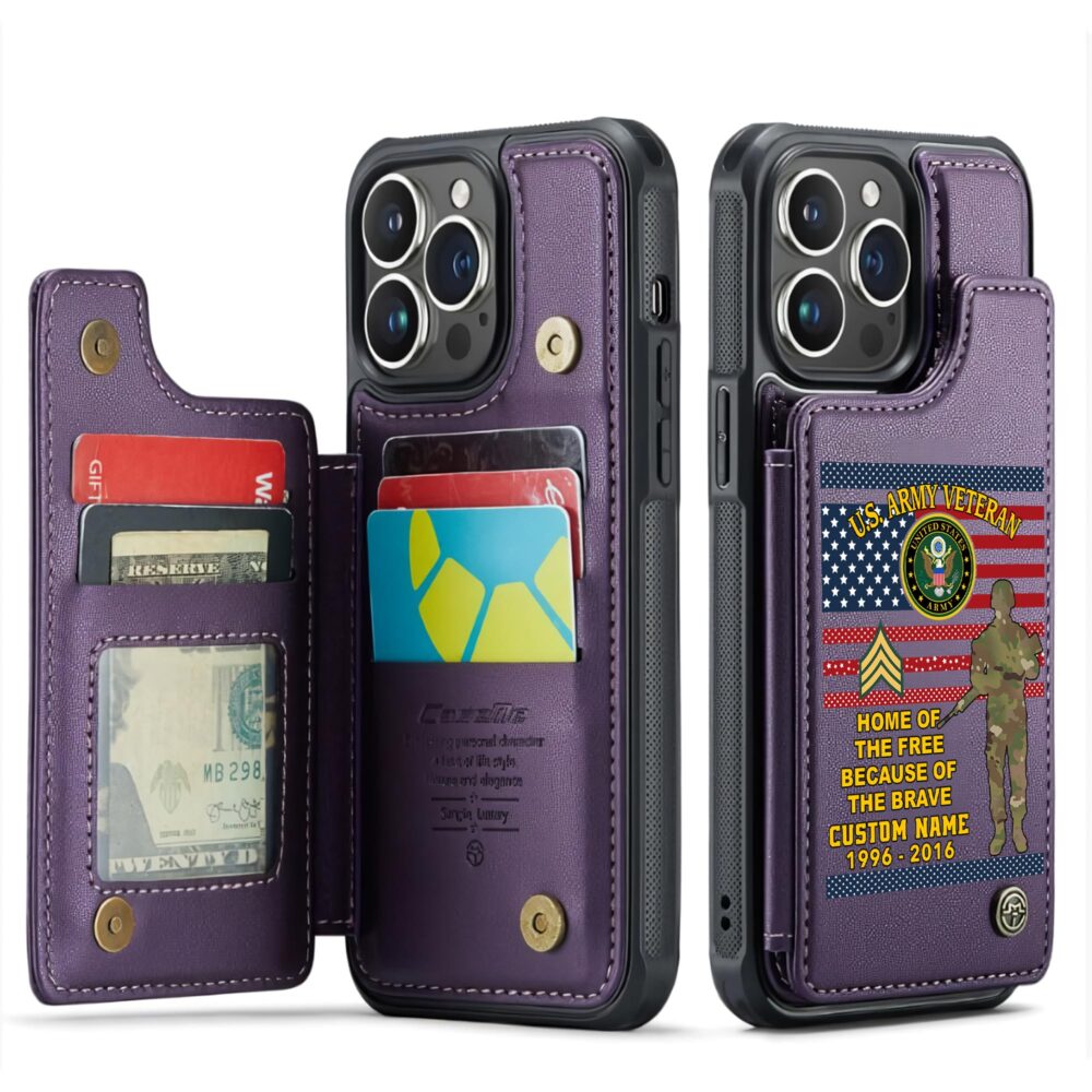 US Army, No One Fights Alone - Leather Flip Phone Case - Image 6