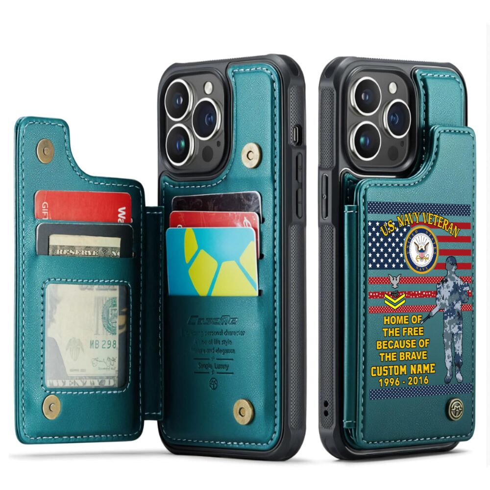 US Navy, No One Fights Alone - Leather Flip Phone Case - Image 5