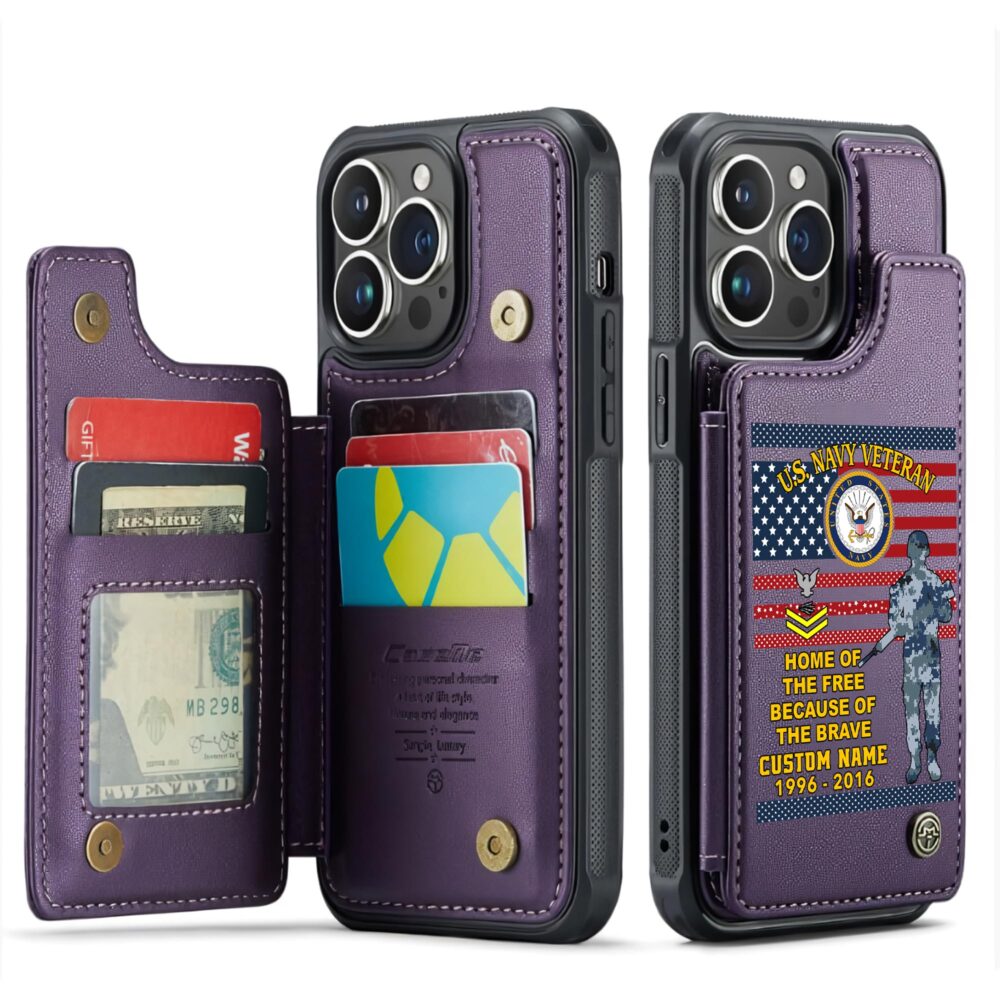 US Navy, No One Fights Alone - Leather Flip Phone Case - Image 6