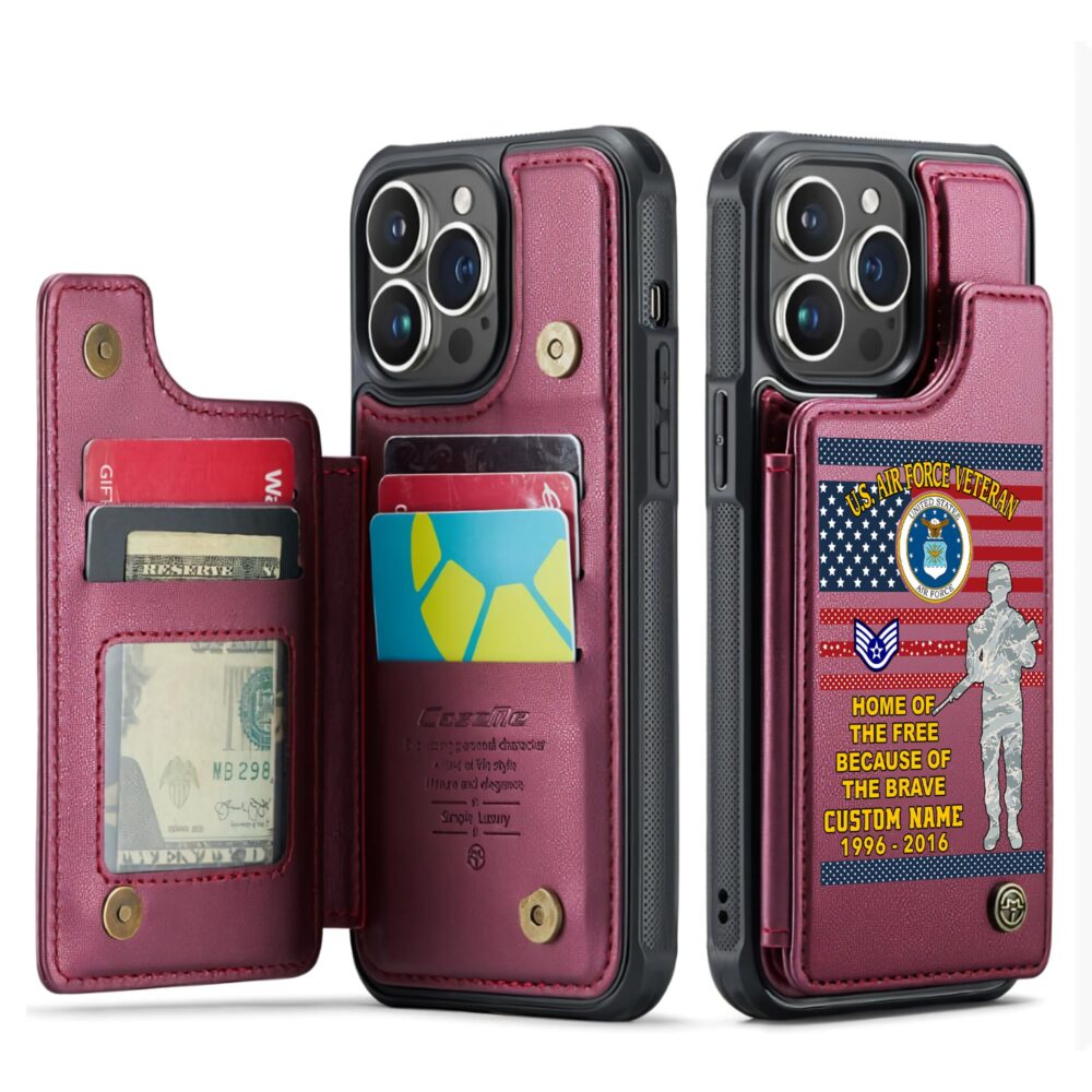 US Air Force , Proud Veteran - Leather Flip Phone Case - Image 4