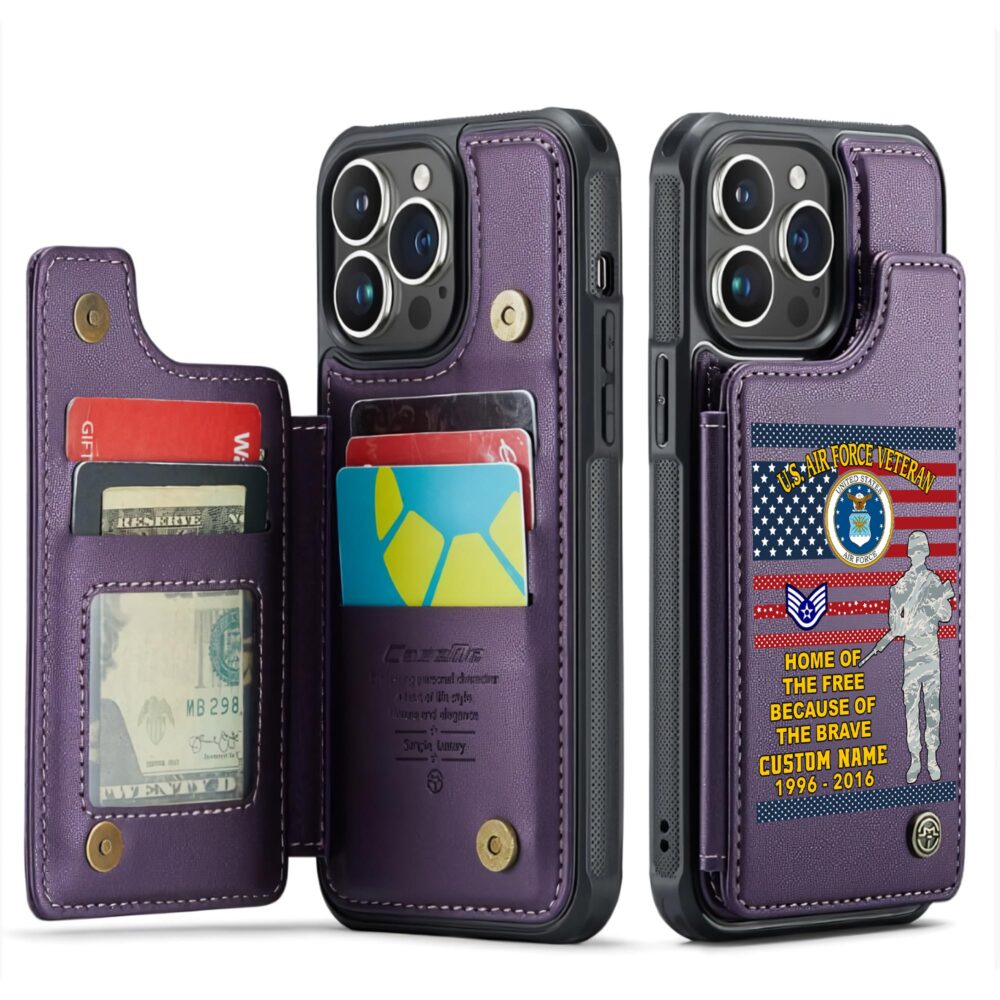 US Air Force , Proud Veteran - Leather Flip Phone Case - Image 6