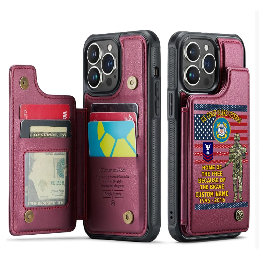 US Coast Guard, E 3 Blue - Leather Flip Phone Case - Image 4
