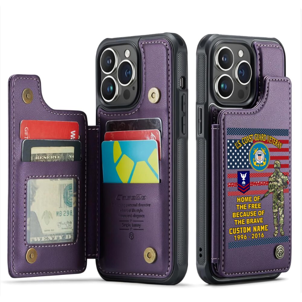 US Coast Guard, E 3 Blue - Leather Flip Phone Case - Image 6