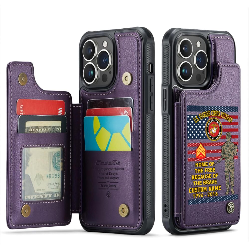 US Marine Corps, Honoring All Who Served - Leather Flip Phone Case - Image 6