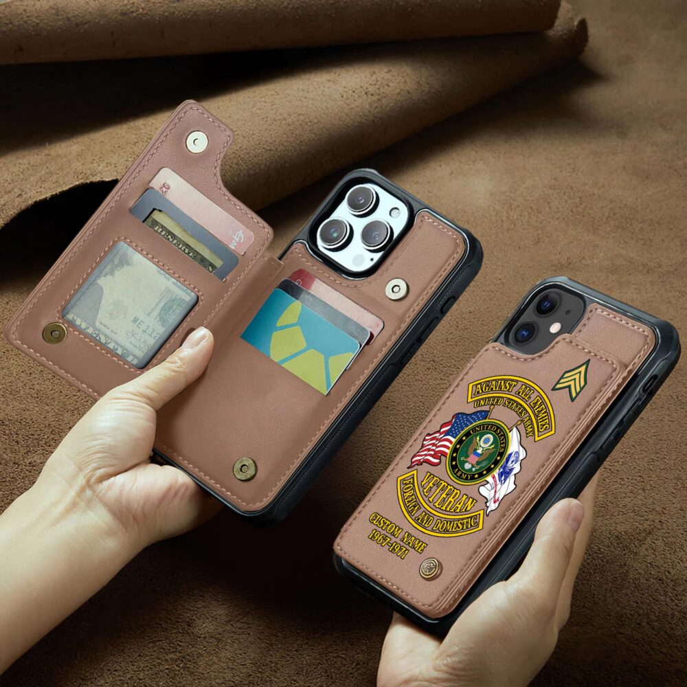 US Army, Proud To Have Served - Leather Flip Phone Case - Image 2