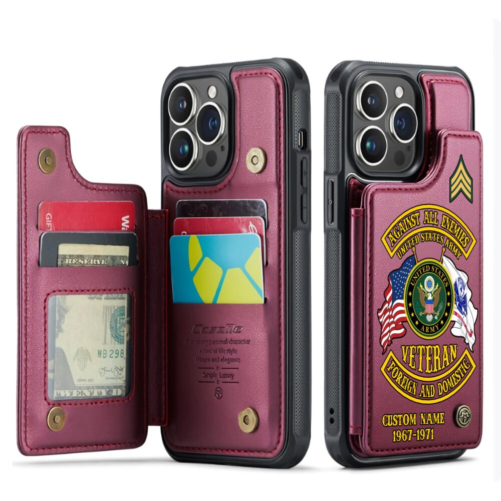 US Army, Proud To Have Served - Leather Flip Phone Case - Image 4