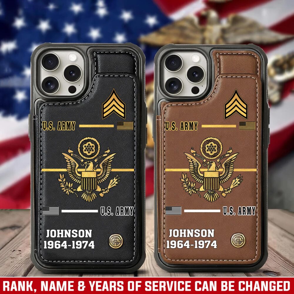 US Army, E 7 Army Master Specialist - Leather Flip Phone Case