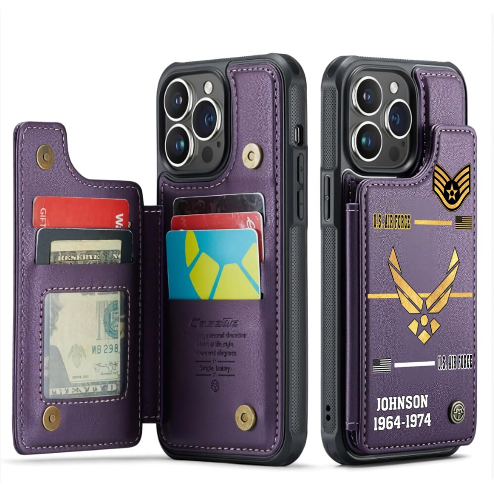US Air Force , Service Before Self - Leather Flip Phone Case - Image 6