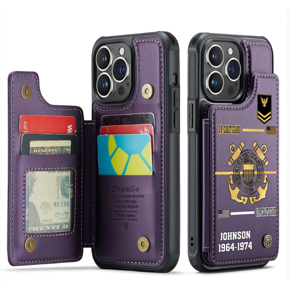 US Coast Guard, Proud To Have Served - Leather Flip Phone Case - Image 6