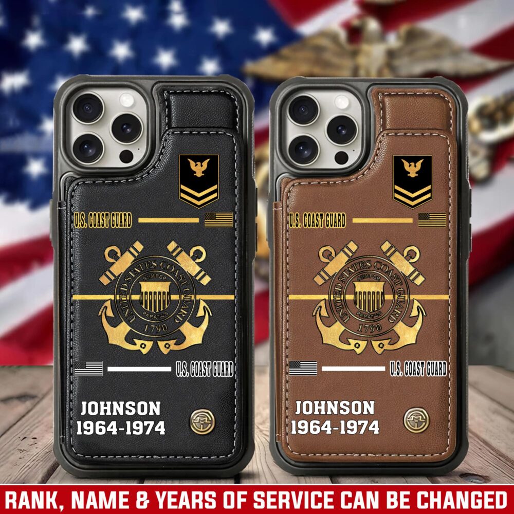 US Coast Guard, Proud To Have Served - Leather Flip Phone Case