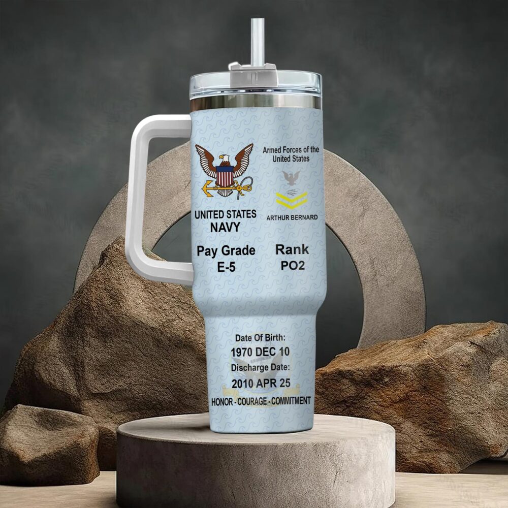 US Navy, American By Birth, Veteran By Choice - Stainless Steel Tumbler 40oz - Image 3
