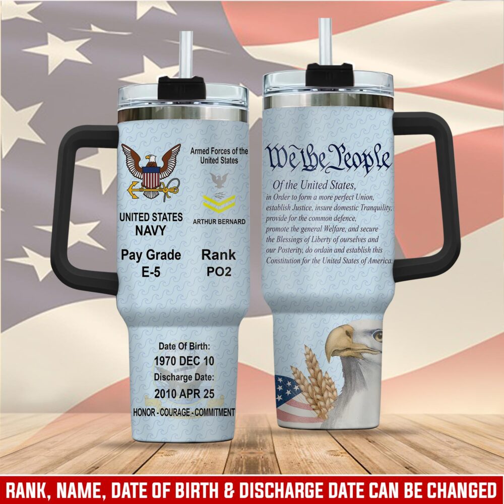 US Navy, American By Birth, Veteran By Choice - Stainless Steel Tumbler 40oz