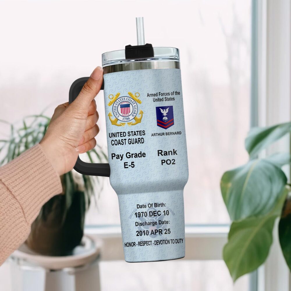 US Coast Guard, E 5 Gold - Stainless Steel Tumbler 40oz - Image 2