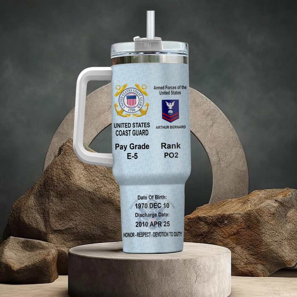 US Coast Guard, E 5 Gold - Stainless Steel Tumbler 40oz - Image 3