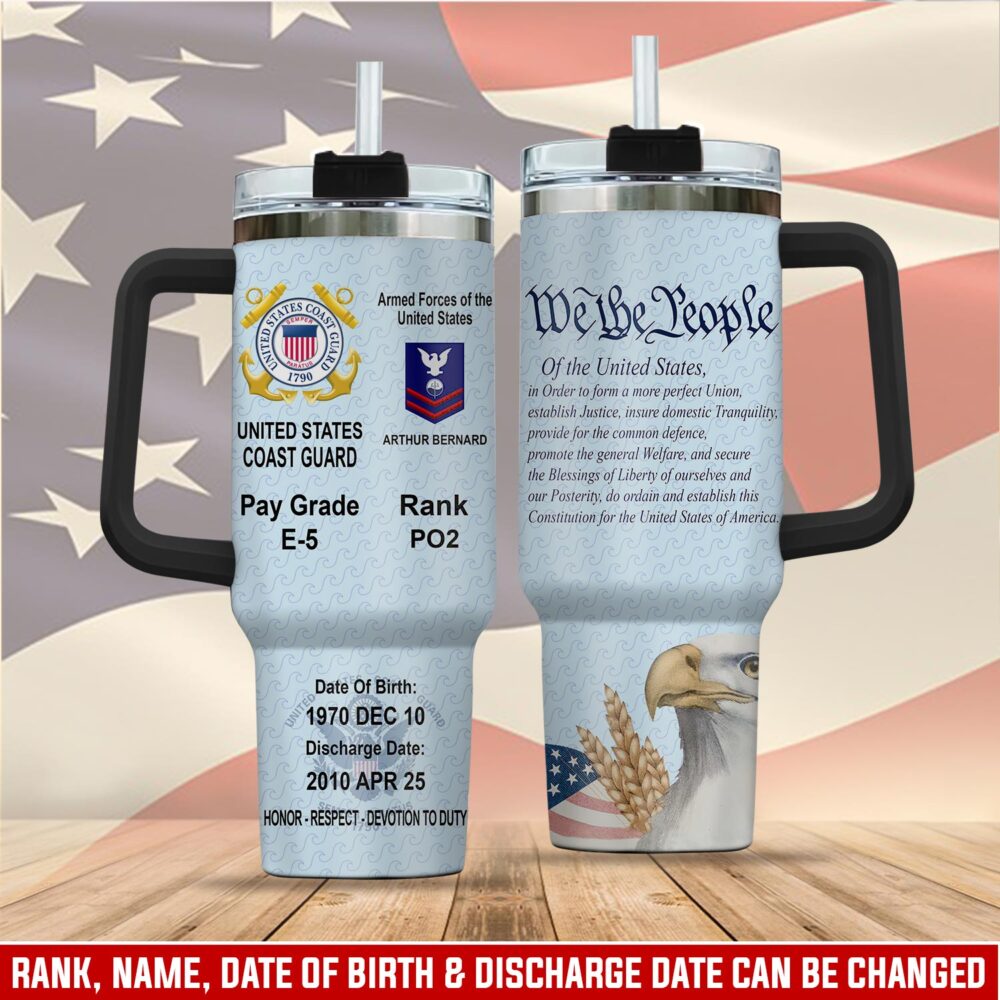 US Coast Guard, E 5 Gold - Stainless Steel Tumbler 40oz