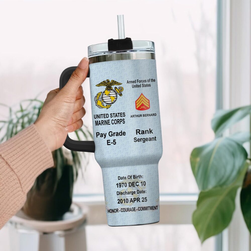 US Marine Corps, E 9 Marines Sergeant Major - Stainless Steel Tumbler 40oz - Image 2