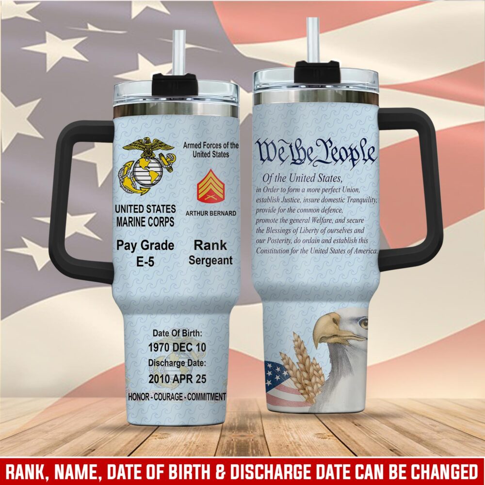 US Marine Corps, E 9 Marines Sergeant Major - Stainless Steel Tumbler 40oz