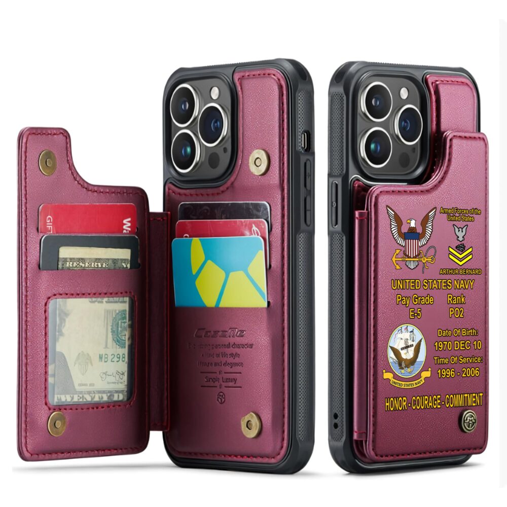 US Navy, Proud To Have Served - Leather Flip Phone Case - Image 4