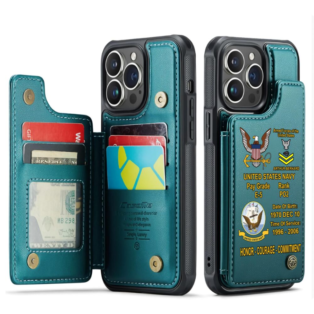 US Navy, Proud To Have Served - Leather Flip Phone Case - Image 5