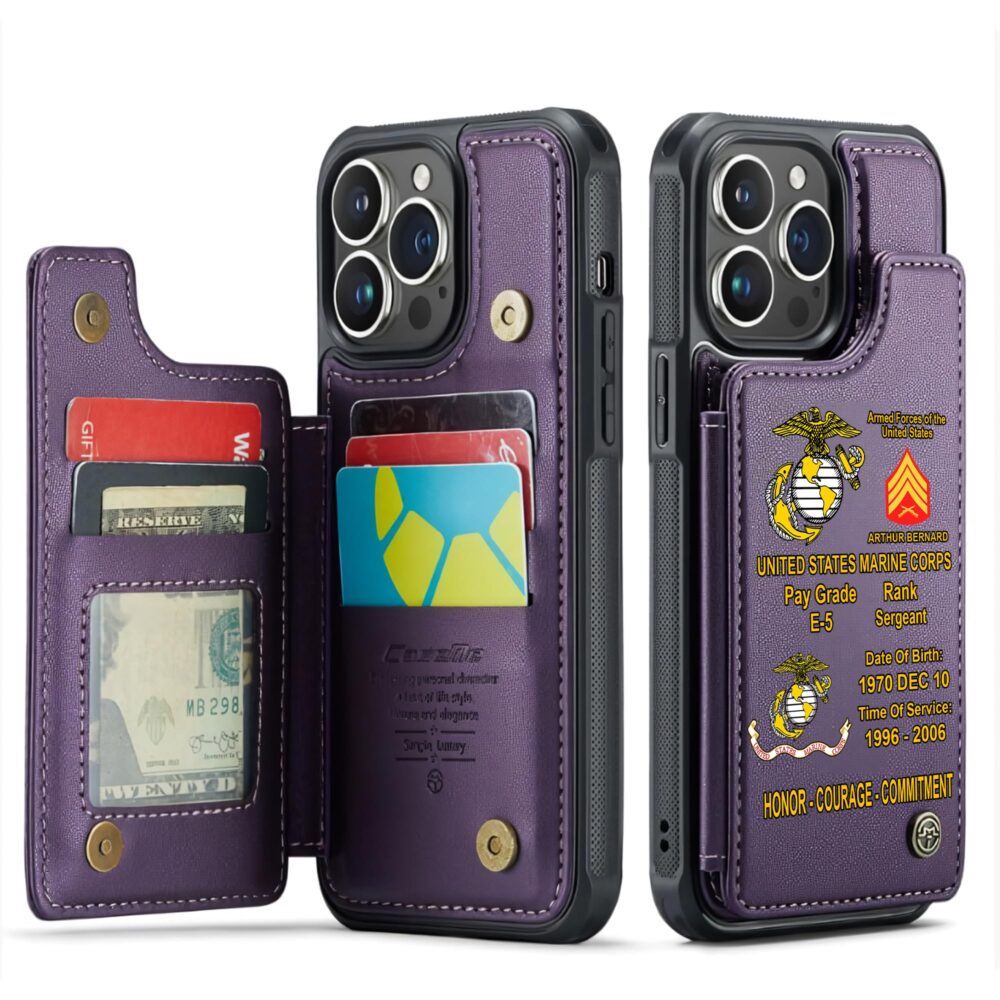 US Marine Corps, Duty, Honor, Country - Leather Flip Phone Case - Image 6