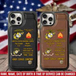 US Marine Corps, Duty, Honor, Country - Leather Flip Phone Case