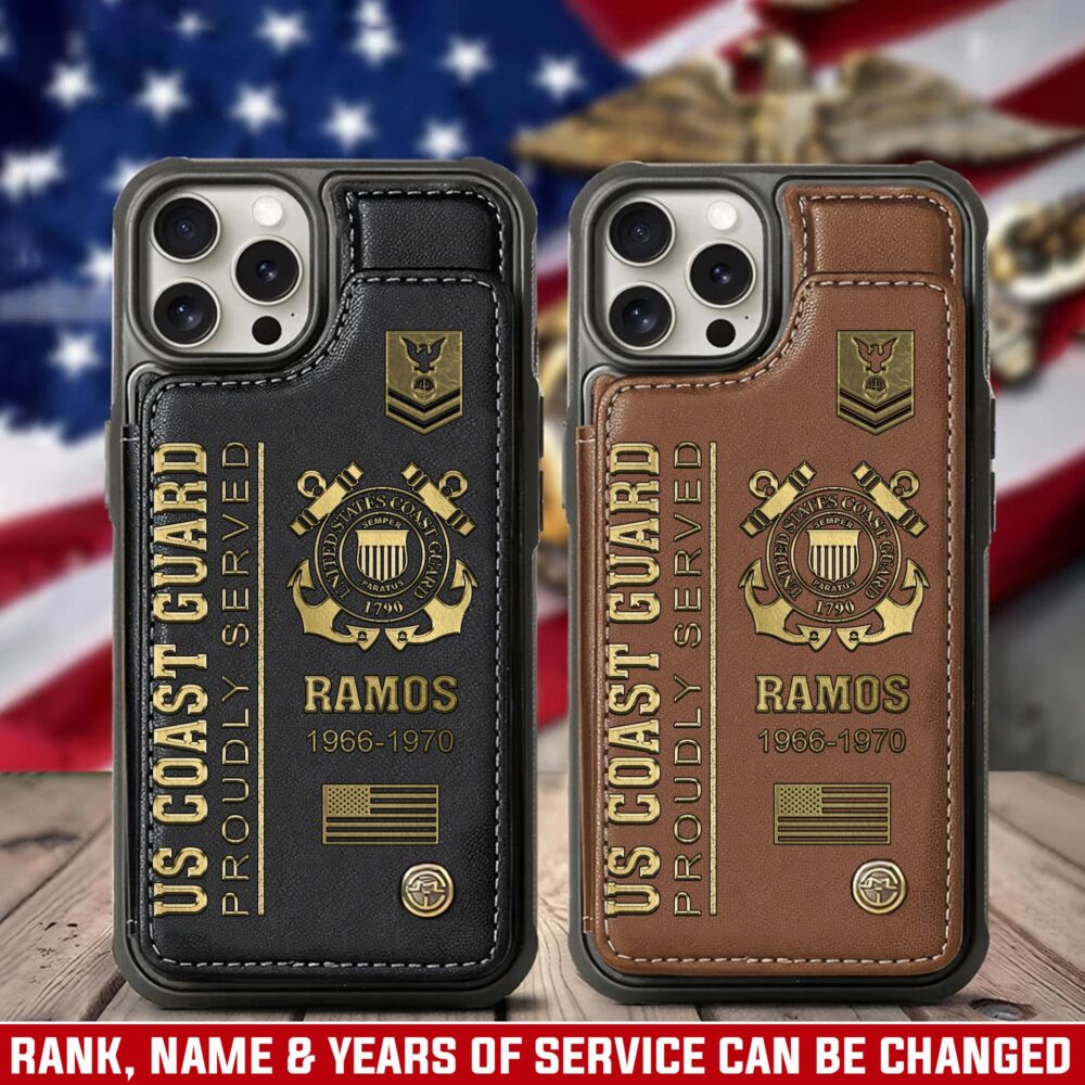 US Coast Guard, E 2 White - Leather Flip Phone Case