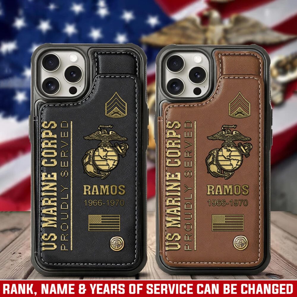 US Marine Corps, E 5 Marines Sergeant - Leather Flip Phone Case