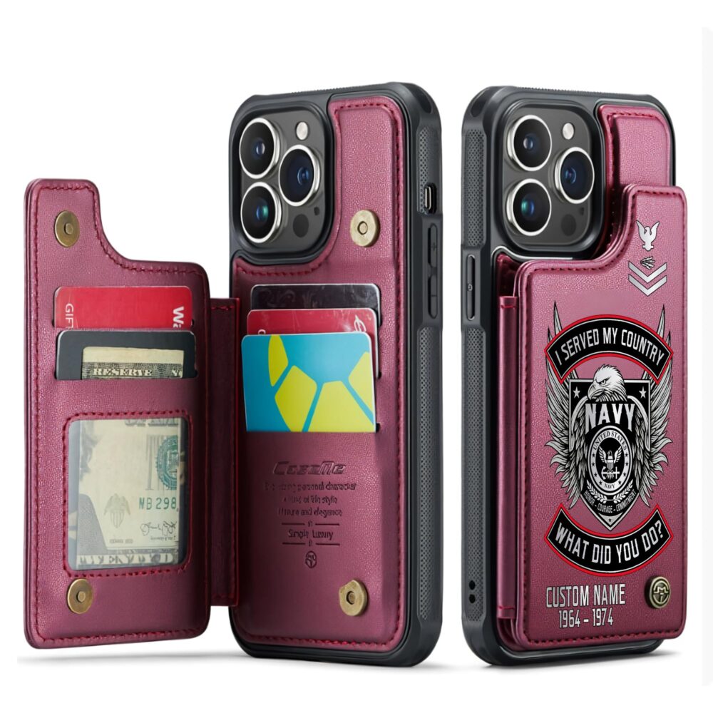 US Navy, E 4 Gold - Leather Flip Phone Case - Image 4