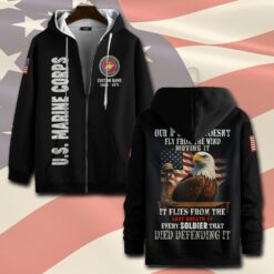 US Marine Corps, Land Of The Free, Because Of The Brave - Zip Hoodie