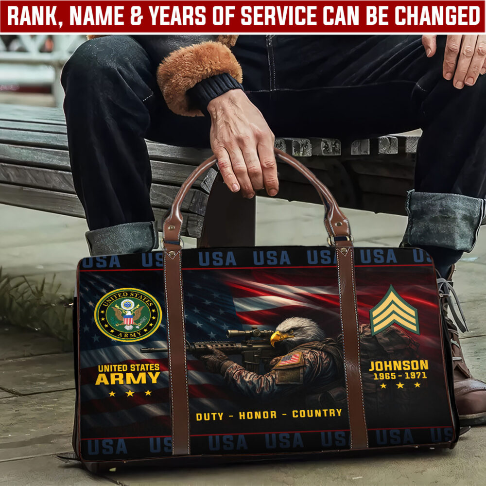 US Army, E 3 Army Private First Class - Travel Bag - Size L: 20.4 x 9.4 x 10.2 inches