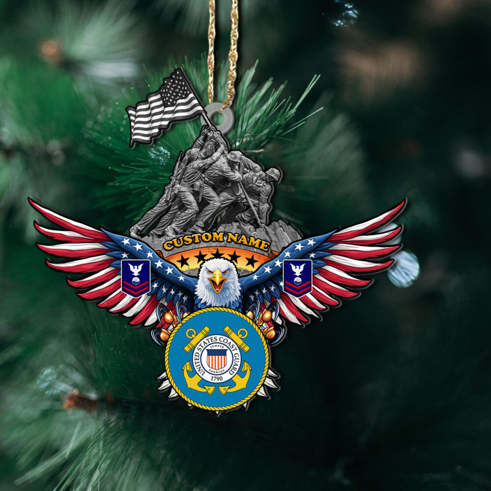 US Coast Guard, Land Of The Free, Because Of The Brave - Wooden Ornament Pack 6 - Image 2