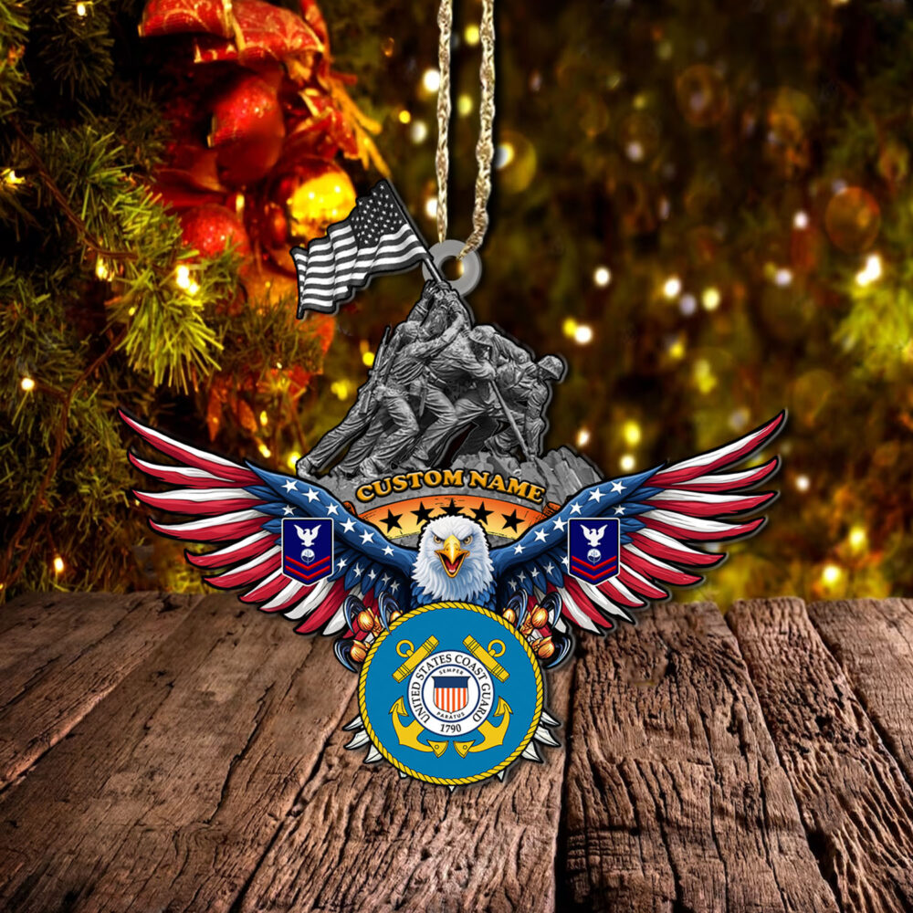 US Coast Guard, Land Of The Free, Because Of The Brave - Wooden Ornament Pack 6 - Image 3