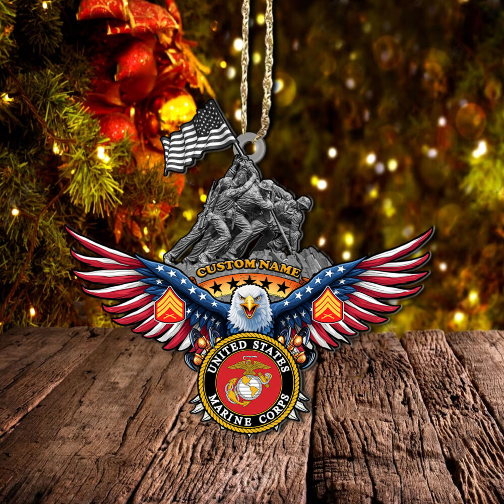 US Marine Corps, Land Of The Free, Because Of The Brave - Wooden Ornament Pack 6 - Image 3
