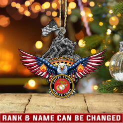 US Marine Corps, Land Of The Free, Because Of The Brave - Wooden Ornament Pack 6